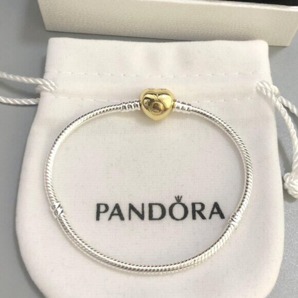 Pandora Moments Heart Clasp Snake Chain Bracelet Wrist Size 6.7 in Bracelet Size - Picture 2 of 6